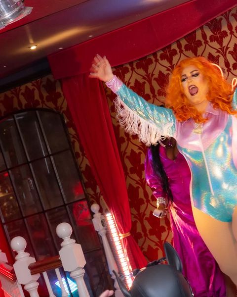A drag brunch finale on stage in Boston
